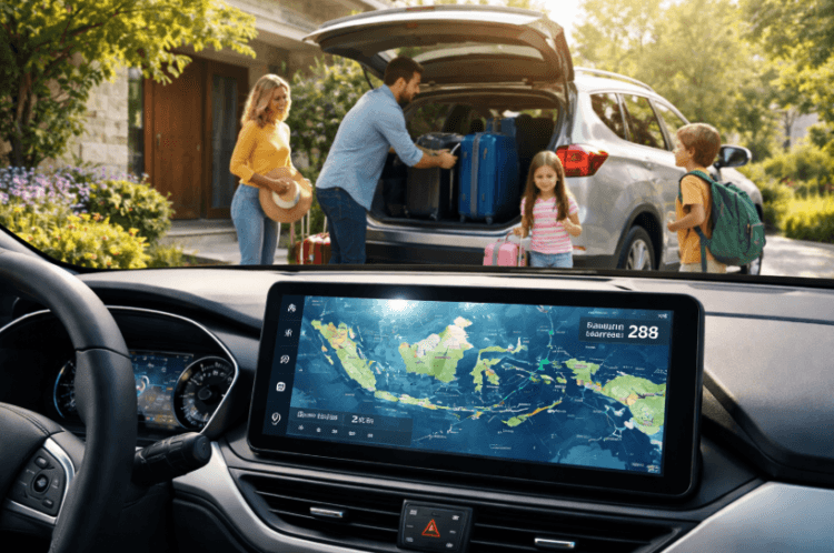 Keluarga sedang bersiap melakukan perjalanan mudik Lebaran 2026 dengan mobil pribadi.