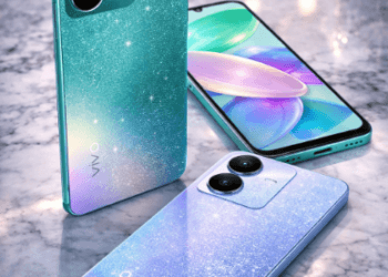 Tampilan bodi belakang HP Vivo Y series yang berkilau dengan modul kamera modern