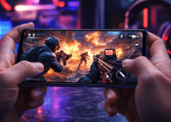 Seseorang sedang bermain game Mobile Legends menggunakan HP gaming 2 jutaan dengan lancar