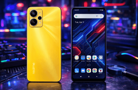Dua buah smartphone dari merek Realme dan Infinix diletakkan berdampingan untuk perbandingan