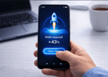 Ilustrasi seseorang sedang membersihkan cache aplikasi sebagai cara mengatasi HP lemot