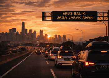 Kepadatan kendaraan arus balik lebaran 2026 di jalan tol sebagai ilustrasi panduan utama