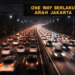Papan informasi digital jadwal One Way arus balik lebaran 2026 dari arah Semarang menuju Jakarta