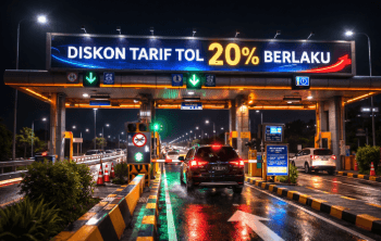 Tampilan struk digital pembayaran tol dengan potongan diskon 20 persen arus balik 2026