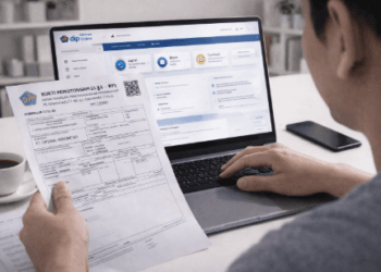 Layar laptop yang menampilkan halaman pengisian tutorial mengisi e-Filing pajak untuk karyawan
