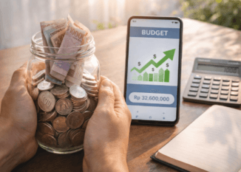 Seseorang sedang membagi uang ke dalam beberapa pos amplop tabungan sebagai tips mengatur keuangan di awal kuartal