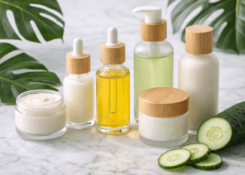 Botol kaca estetik berisi serum wajah berbahan dasar tumbuhan sebagai rekomendasi skincare vegan terbaik