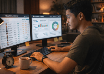 Infografis trik kelola waktu profesi tambahan yang menampilkan pemuda menerapkan jurus atur jadwal kerja sampingan.