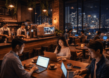 Suasana produktif dan santai di salah satu Cafe 24 Jam Medan 2026.