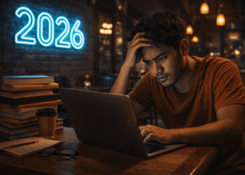 Infografis panduan cepat lulus skripsi 2026 yang menampilkan mahasiswa menyusun tugas akhir lewat gawai.