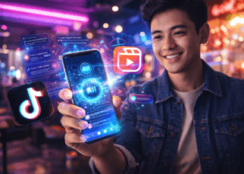 Infografis cara edit video otomatis pakai AI yang menampilkan proses pemotongan klip dan penambahan efek transisi secara instan