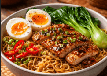 Cara masak mie instan mewah dengan tambahan sayuran dan telur rebus yang menggugah selera.