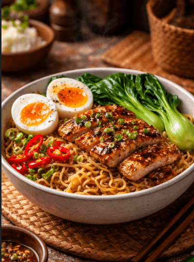 Cara masak mie instan mewah dengan tambahan sayuran dan telur rebus yang menggugah selera.