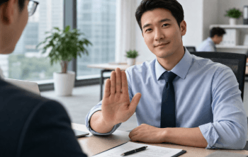 Seorang karyawan yang sedang melakukan negosiasi beban kerja secara sopan guna menjaga kualitas hasil pekerjaan utamanya.