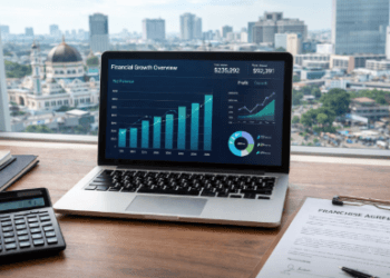 Analisis data keuangan dan perhitungan matematika guna memprediksi jangka waktu kembalinya modal awal dalam bisnis waralaba.