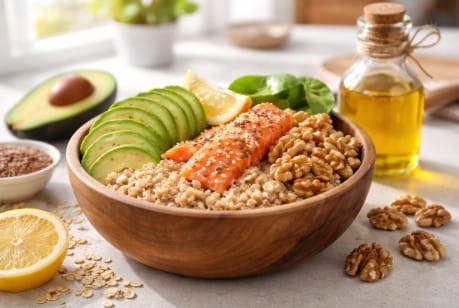 Seseorang sedang memegang alpukat segar sebagai cara menurunkan kolesterol secara alami