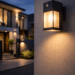 Pemasangan perangkat sensor lampu otomatis pada dinding luar rumah untuk sistem keamanan hunian yang cerdas.