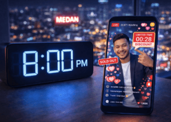 Grafik penentu waktu utama atau prime time guna memulai siaran langsung yang ramai penonton di wilayah Medan.