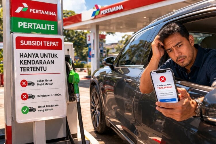 Petugas SPBU memeriksa jenis kendaraan mewah yang ingin mengisi BBM pertalite 2026