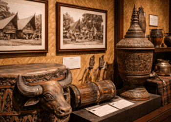 Koleksi artefak sejarah dan budaya tradisional Batak di dalam Museum Negeri Sumatera Utara yang masuk dalam daftar museum di Medan.