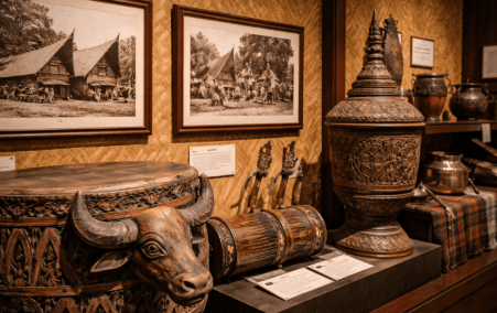 Koleksi artefak sejarah dan budaya tradisional Batak di dalam Museum Negeri Sumatera Utara yang masuk dalam daftar museum di Medan.