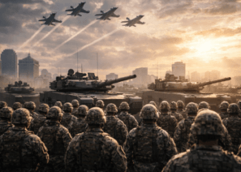 Defile pasukan dan alutsista modern dalam sebuah parade militer guna menunjukkan daftar negara dengan militer terkuat di dunia.