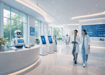 Interior lobi rumah sakit modern dalam ekosistem Fasilitas Kesehatan Medan 2026.