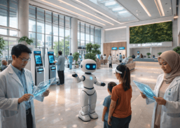 Penerapan sistem pendaftaran mandiri digital dalam Fasilitas Kesehatan Smart Medan 2026.