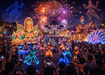Kemeriahan pawai budaya dalam Festival Malam Medan 2026.