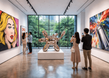 Suasana modern dan estetik di dalam Galeri Seni Kontemporer Medan 2026.