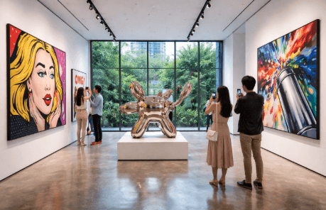 Suasana modern dan estetik di dalam Galeri Seni Kontemporer Medan 2026.