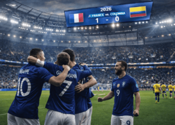 Selebrasi pemain Les Bleus merayakan kemenangan dalam Hasil Prancis vs Kolombia 2026 di laga persahabatan internasional.