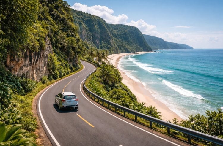 Pemandangan pantai pasir putih sepi di jalur hidden gem wisata pansela Kebumen 2026