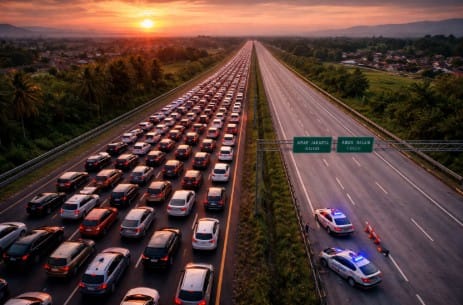 Infografis jadwal sistem one way dan contraflow arus balik lebaran 2026 di jalan tol