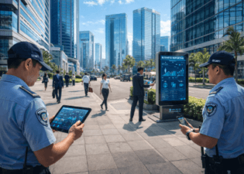 Suasana kondusif di pusat perkantoran dalam sistem Keamanan Bisnis Medan 2026.