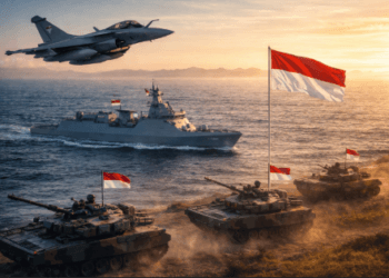 Sinergi kekuatan udara, laut, dan darat Indonesia melalui kesiapan alutsista TNI 2026 yang modern.