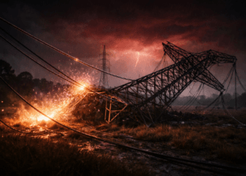 Kondisi kerusakan teknis yang memicu Krisis Listrik Australia Barat setelah hantaman angin kencang Siklon Narelle tahun 2026.