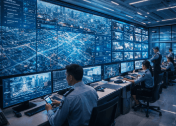 Pusat komando digital dalam sistem Layanan Keamanan Kota Medan 2026.