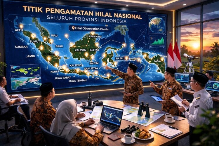 Peta lokasi pemantauan hilal resmi Kementerian Agama di seluruh Indonesia 2026