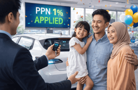 Penyerahan unit mobil listrik kepada konsumen yang memanfaatkan potongan pajak pemerintah guna mendapatkan harga beli yang lebih rendah.