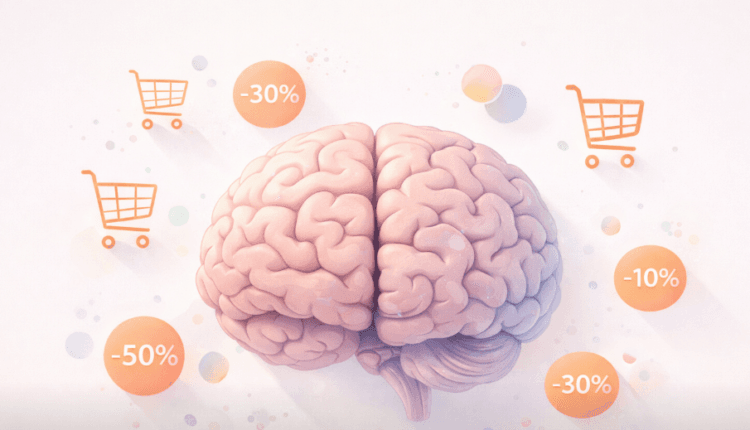 Ilustrasi konsep dalam memahami psikologi belanja konsumen yang sering kali dipengaruhi oleh dorongan emosional dan tawaran diskon.