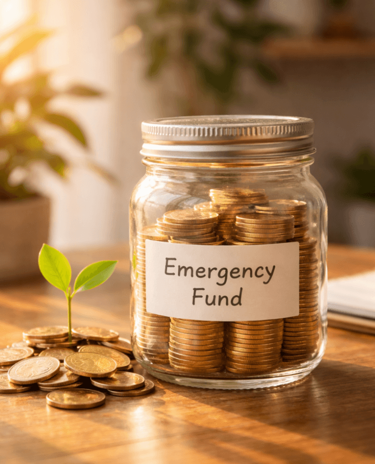 Visualisasi konsep dalam membangun dana darurat ideal sebagai fondasi utama keamanan finansial keluarga di masa depan.