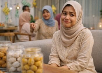 Ekspresi wajah lelah seorang wanita saat ditanya keluarga besar mengenai kapan nikah
