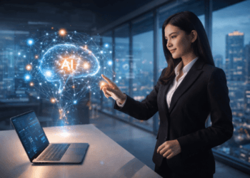 Infografis Panduan AI 2026 mengenai cara kerja asisten virtual dan sistem otomatisasi untuk meningkatkan produktivitas kantor.