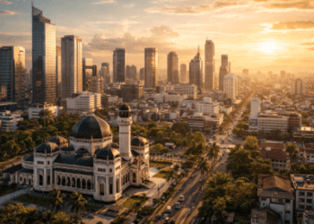 Pemandangan kota sebagai pusat destinasi Wisata Medan 2026 yang modern dan religius.