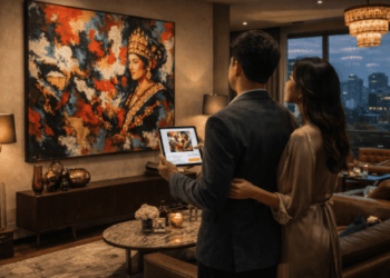 Contoh penempatan Koleksi Lukisan Medan 2026 yang estetis di ruang tamu modern.