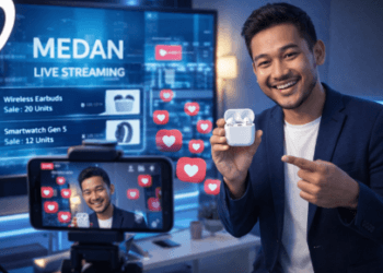 Suasana proses jualan langsung melalui platform digital yang menunjukkan interaksi tinggi dengan calon pembeli.