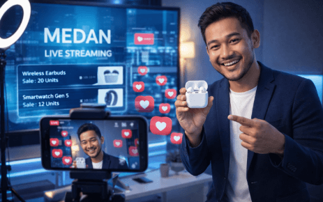 Suasana proses jualan langsung melalui platform digital yang menunjukkan interaksi tinggi dengan calon pembeli.