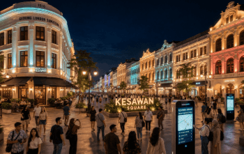 Pemandangan kawasan Kesawan sebagai pusat Wisata Medan 2026 yang telah selesai direvitalisasi menjadi kota tua modern.