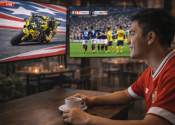 Infografis trik lihat skor balap motor yang menampilkan suporter menerapkan jurus pantau hasil Moto3 Amerika.